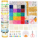 Orrda Bracelet Making Set For Girls | Plastic Clay Beads Jewellery Making Craft Kit For Kids With Charms Letter Hair Beads Set F
