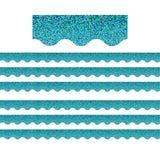 Teacher Created Resources Teal Sparkle Scalloped Border Trim, 35 Feet Per Pack, 6 Packs