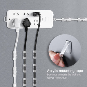 50 Pcs Heavy Duty Cable Clips Transparent with 100 Screws, Attom Tech Clear Self-Adhesive Cable Organizer Cord Management System