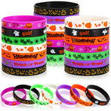 JUNEBRUSHS 42pcs Halloween Party Favors Silicone Bracelets Rubber Wristbands for Halloween Party Decorations Accessories Trick o