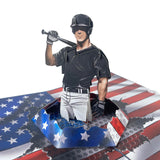 PQDGlobal 3D Popup Card of Baseball Player, Paper Art & Handicraft, Greeting Card, Birthday, Anniversary, Christmas, Father Day 