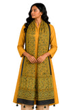 Ethnics Of Kutch Women Ajrakh Modal Silk Natural Dye Hand Block Print Stole With Tassels 2 Mtr Length (Yellow 11A01G)