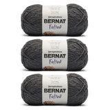 Bernat Felted Coal Yarn - 3 Pack of 9.2oz/260g - Blended Fiber - #6 Super Bulky - 249 Yards - Knitting, Crocheting & Crafts