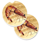 Caroline'S Treasures Shrimp Set Of 2 Cup Holder Car Coasters 8161Carc, 2.56, Multicolor
