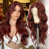 BABEHERS Auburn Lace Front Wig 13x4 Pre Plucked Synthetic Wavy Wigs for Women Highlight Body Wave Heat Resistant 22 Inch for Dai