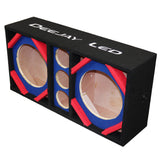 Two 10-In Woofers Plus Three Tweeters Blue Empty Chuchera Speaker Enclosure
