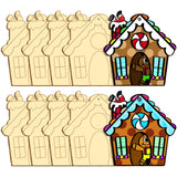 Large Size 7 Christmas Crafts for Kids Wooden Gingerbread House Ornaments Crafts Slices Unfinished Wood Crafts to Paint DIY Chr