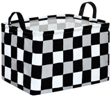 ACMUUNI Rectangle Black-White Grid Gift Shelf Nursery Storage Basket Laundry Hamper with Handles,Toys Storage Box and Bins for B