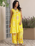 Libas Womens Printed Silk Blend Co-Ord Set For Women Yellow S