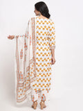 Gosriki Women'S Pure Cotton Floral Printed Kurta Palazzos And Dupatta (Jaipuri Yellow_Xl-Yellow_X-Large),Yellow,,B098P1KFN8
