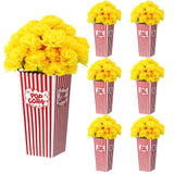 Rivvlive 6 Sets Movie Night Party Decorations Table Centerpieces 6 Popcorn Buckets with 60 Yellow Artificial Carnations Carnival