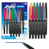 EXPO Wet Erase Markers, SemiPermanent Markers, Assorted, Ultra Fine Tip, 12 Count
