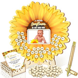 Wenqik 63 Pcs Sunflower Baby Shower Guest Book Alternatives Set Baby Shower Decorations with Photo Frame Sonogram Frame Keepsake