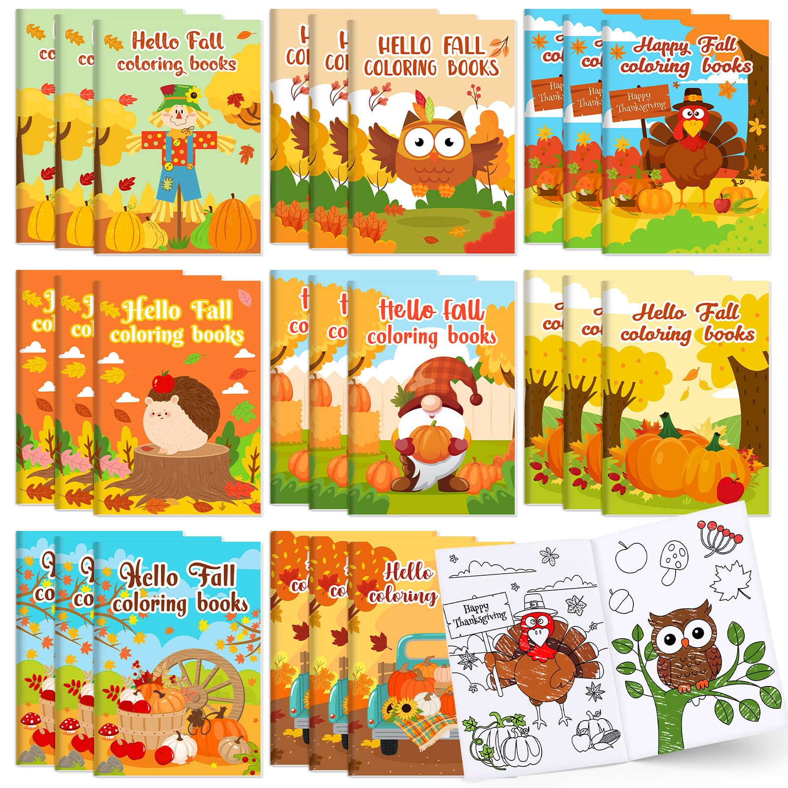 Containlol 48 Pcs Fall Coloring Books Thanksgiving Mini Coloring Books Thanksgiving Activity Book Bulk Fall Harvest Party Favors