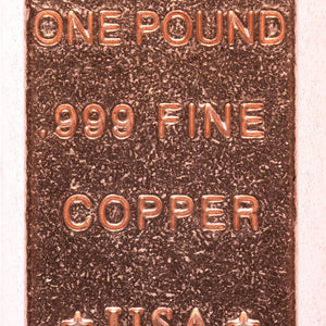 1 Pound Copper Bar Ingot Paperweight - .999 Pure Copper Bar Bullion Chemistry Element Design with Certificate of Authenticity by