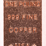 1 Pound Copper Bar Ingot Paperweight - .999 Pure Copper Bar Bullion Chemistry Element Design with Certificate of Authenticity by