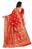 Sugathari Womens Banarasi Saree Pure Kanjivaram Silk Saree Soft New Ladies 2023 Design Wear Pattu Sarees Latest Cotton Party Sari Collections With Blouse Piece For Wedding Sadi (Sam San 9016-Red)
