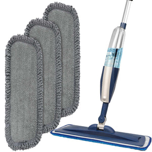 16.5 inch Grey Mop Replacement Heads, 3 Pack Pads for Wet or Dry Floor Cleaning and Scrubbing Reusable Washable Mops Heads Refil