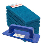 Scrub Doctor 6Pack of 10 x 4.5 x 1 in. Large Blue Scrub Pads and Scrub Pad Holder ScrubHLDLBLU6, AllPurpose Kitchen Scrub 