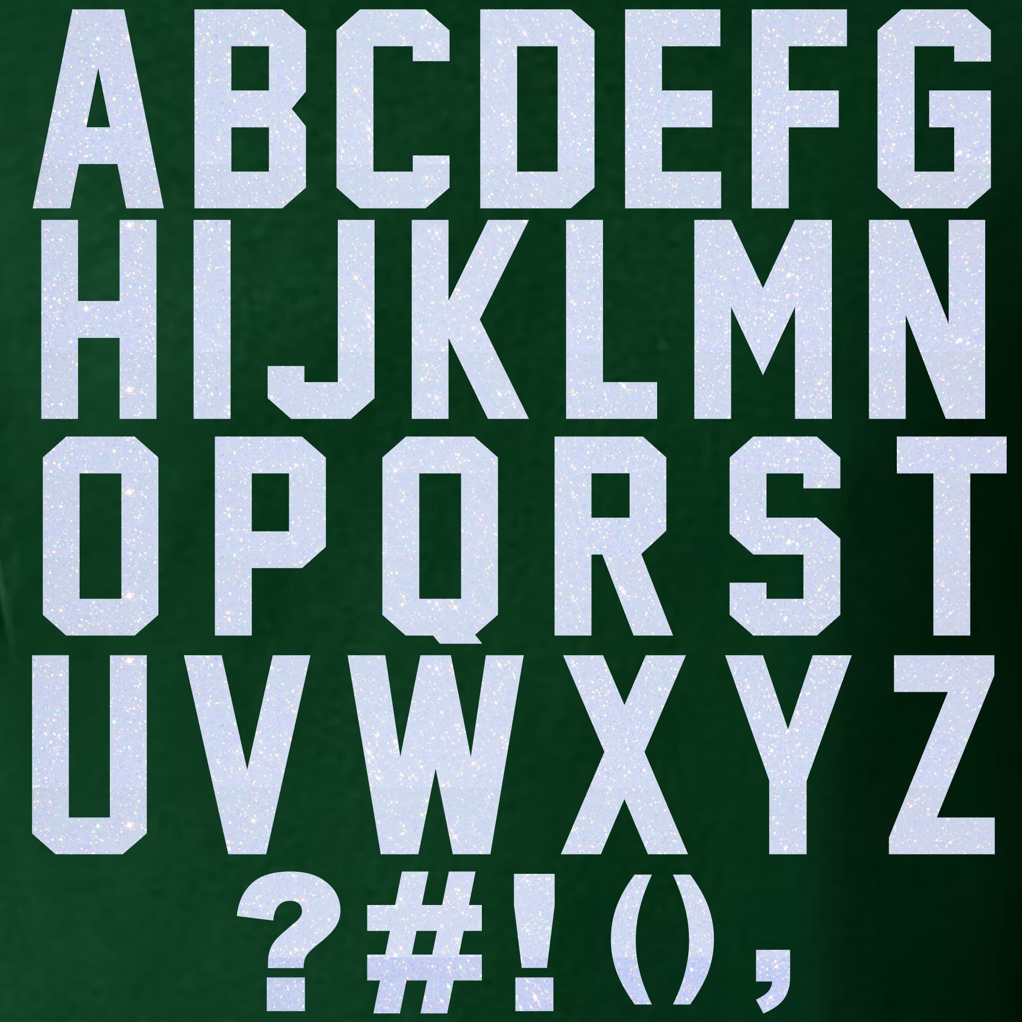 47 Pieces, 2 Glitter Iron-On Letters - Heat Transfer Vinyl for DIY T-Shirts, Fabric, Bags, and Gifts. Perfect for Birthdays, Chr