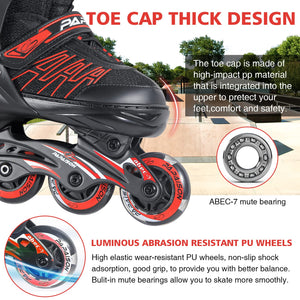 ITurnGlow Adjustable Inline Skates for Kids and Adults, Roller Skates with Featuring All Illuminating Wheels, for Girls and Boys