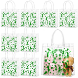 Sweetude 24 Pcs Cheer Clear Treat Bags with Handles for Cheer Team Cheerleader Gift Bag Bulk Cheerleader Party Supplies(Green)