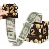 Azbuk Birthday Money Box for Cash Gift with Pull Out, Cute 12th Birthday Gifts for Boys Girls, Black Gold Birthday Decor for 12t