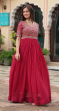 Wedani Faux Georgette Sequins-Work Anarkali Kurta Set For Women (In Alpha M Regular Red),Red,M,Georgette,anarkali,