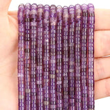 HAAMIIQII 2x4mm Natural Amethyst Heishi Spacer Beads 150Pcs Flat Disc Stone Semi Precious Gemstone Loose Beads for Jewelry Makin