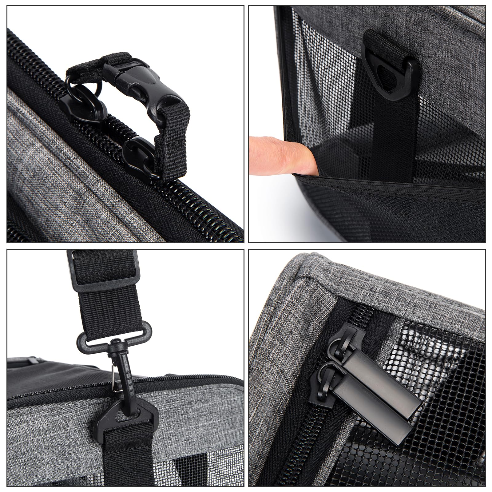 Wakytu Pet Carrier for Medium Large Cats and Dogs, Dog Carrier Travel Bag with Adequate Ventilation, 5 Mesh Windows, 3 Entrance,