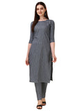 Wedani Women'S Cotton Round Neck Casual Wear Straight Kurta (Krt514) (Dark Grey Medium),DARK GREY,S