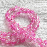 Beadingstation Strand of 140 Pcs 2-Tone Crackle Glass Round Beads 6mm (Pink)