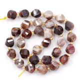 Malahill Wholesale Natural Stone Beads for DIY Jewelry Making Sold per Bag 5 Strands and one roll Cord Inside Faceted S Shape Pe