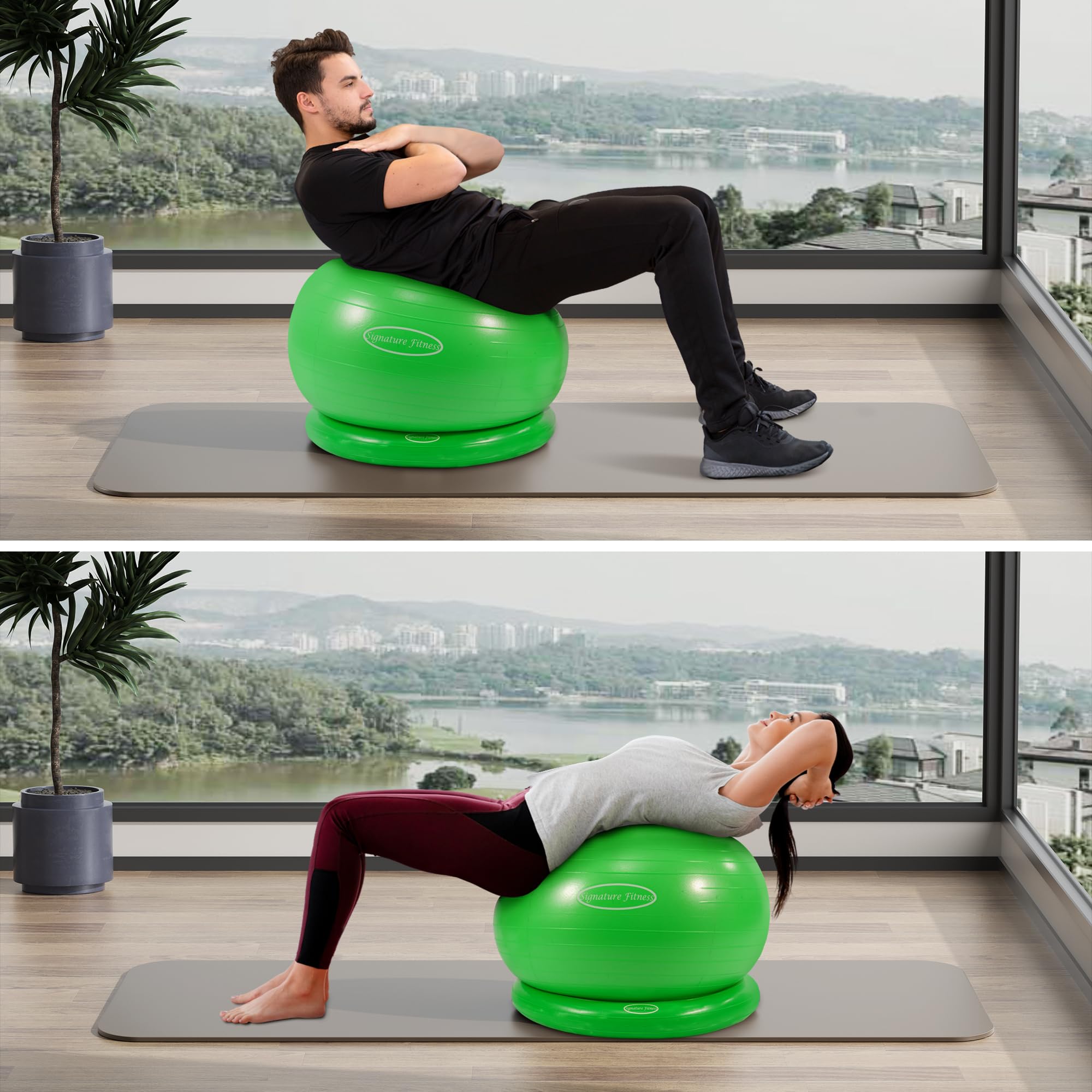 Fitvids Balance Ball with Inflatable Ring Base Kits, 65cm 26-inch Anti-Burst and Slip Resistant Exercise Yoga Chair for Home or