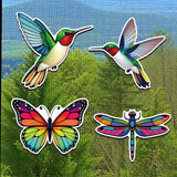 Screen Door Magnets Decal 4 Pairs (8pcs) Cartoon Hummingbird Butterfly Dragonfly Decorative Flexible Double Sided Magnetic Stick