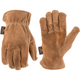 Wells Lamont Leather Work Gloves for Men, Durable Suede Split Cowhide with Angled Thumb and Elastic Wrist, Heavy-Duty Protection