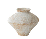 Rustic Textured Ceramic Vase, Handcrafted White Pottery Vase for Home Decor