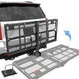 KUIPERAUTO 60 x 24 x 14 Folding Rack Hitch Mount Cargo Carrier 500 Lbs, 2 Hitch Receiver, Button Lock Luggage Basket Heavy Duty 
