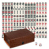 BESTOYARD Portable Mini Mahjong Game Mahjong Set with 146 Tiny Tiles, Brown Carrying Case for Travel-Friendly Family Gatherings 