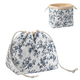 RSRSLEII Small Cotton Quilted Drawstring Makeup Bag, Cute Coquette Cosmetic Bag with Canvas Lining, Aesthetic Travel Organized T