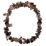 Zenergy Gems [1 CHARGED 7 Smokey Quartz Crystal Chip Bracelet Tumble Polished Stretchy + Selenite Heart Charging Crystal Include