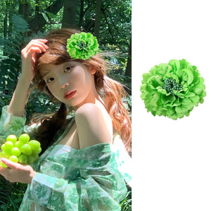 Hair Flower Clips Brooch Boutique Hair Accessories Bohemia Hairpins for Women Girls Green 1 Count (Pack of 1)