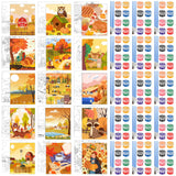 Sherr 75 Pcs Thanksgiving Pre Drawn Painting Canvas Kit for Adults 8 x 10 Inch 15 Set Autumn Pre Painted Canvas Sip and Paint Pa