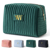 COSHAYSOO Travel Makeup Bag Quilted Make Up Pouch Initial Velvet Cosmetic Case with Butterfly Decorations for Women Cosmetics Co