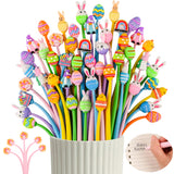LiYiQ 50 PCS Easter Stress Relief Bobblehead Pens Kawaii Easter Eggs Rabbit Chicken Rainbows Gnome Shape Pen Fun Cute Pen Kawaii