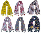 Fusfus WomenS Printed Chiffon Scarves And Stoles, Free Size(Multicolour, Fs1201) Pack Of 6 (Multicolor2)