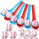 PullCrease 12 Pack Baseball Theme Party Game Spoon Relay Race Toy Set for Kids Adults Baseball Foam Ball and Spoon Race Game for