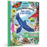 eeBoo: Folding Coloring Book Insects, Birds & Butterflies 50 Stickers, 39 Colouring & Stick Area, Oversized Activity Fun, K