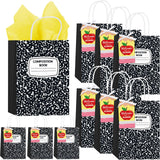 Kolldenn 24 Sets Composition Notebook Gift Bag Back to School Paper Pencil Bags with Tissue Handle Cards for First Day of School