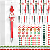 197 Pcs Christmas DIY Beadable Pens Kit 24 Plastic Bead Pens Beaded Pens with 101 Assorted Colors Wooden Beads 48 Spacer Bead 24